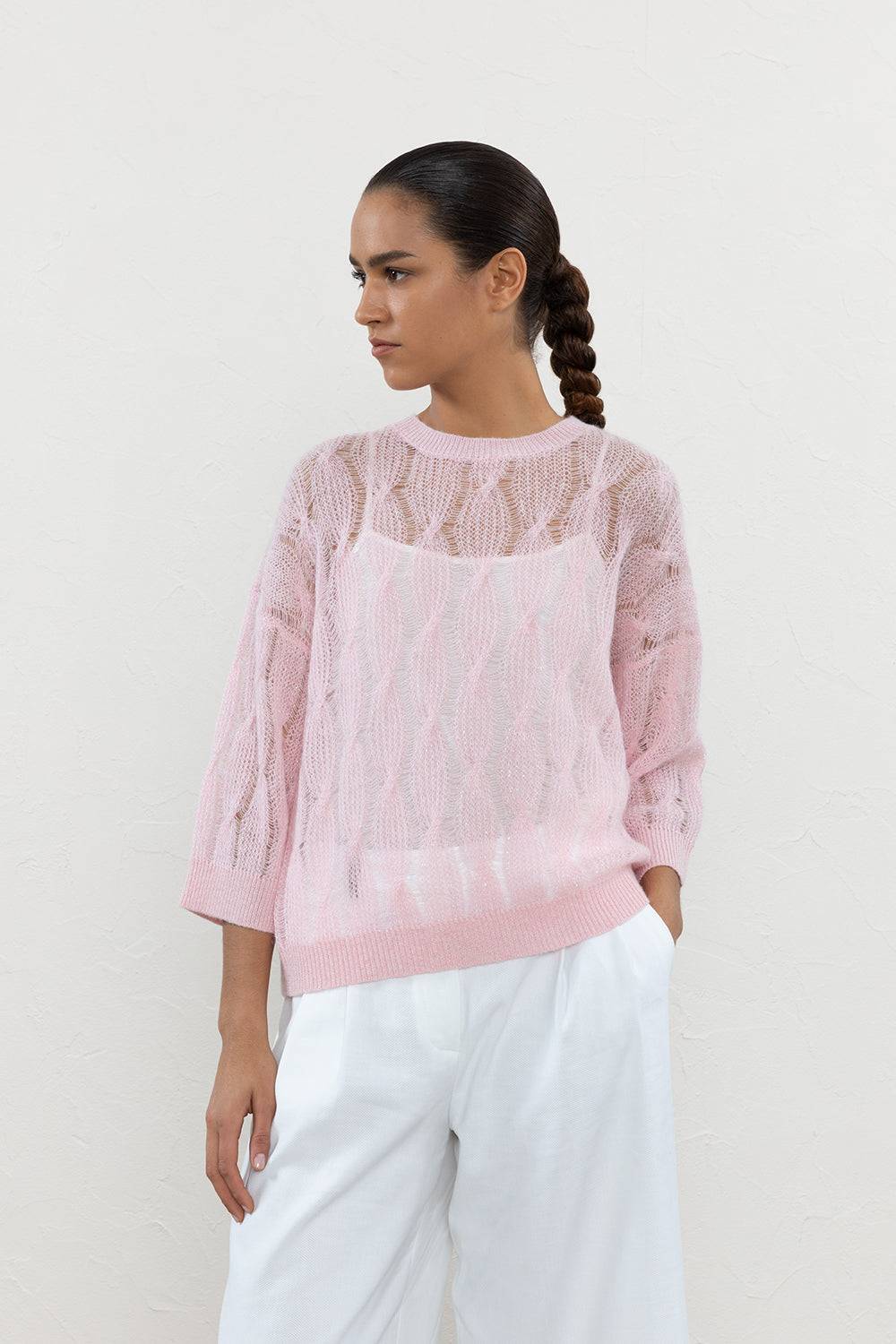 Peserico Maglia A Trecce In Alpaca Suri Misto Lana Vergine