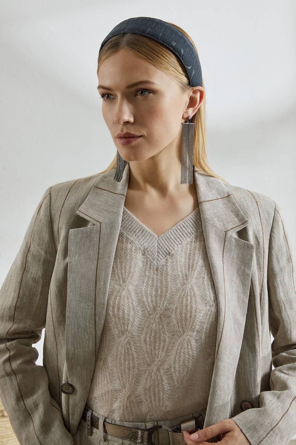 Peserico Maglia A Trecce In Alpaca Suri Misto Lana Vergine