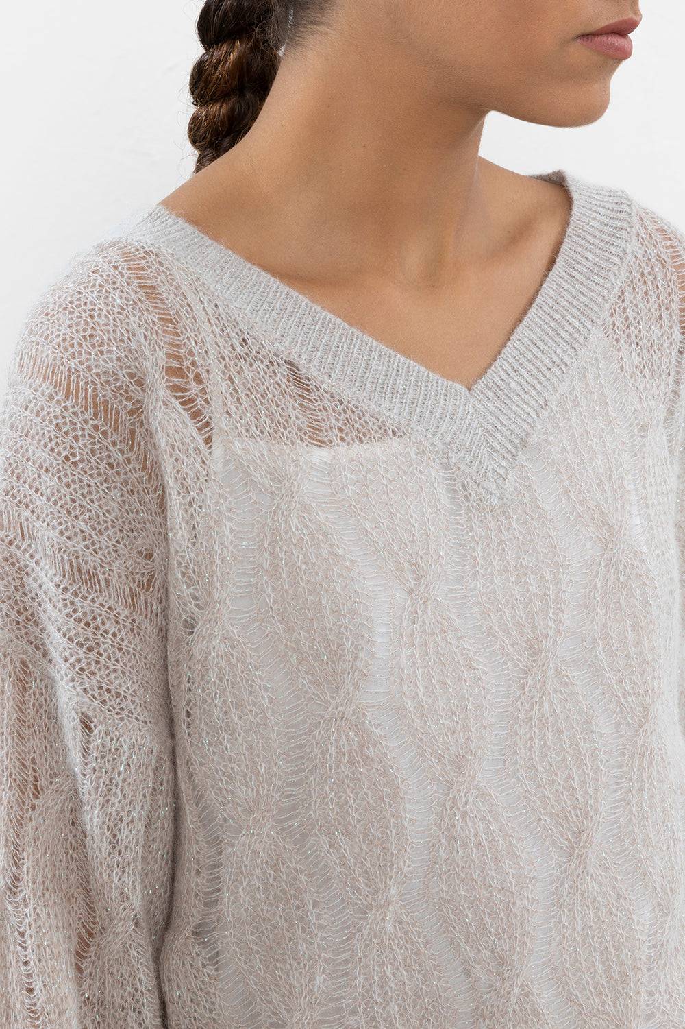 Peserico Maglia A Trecce In Alpaca Suri Misto Lana Vergine