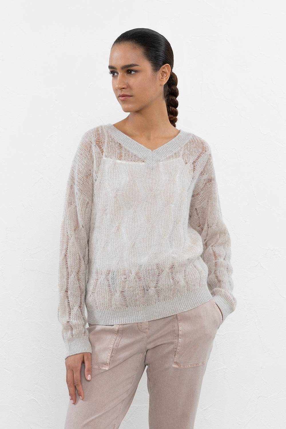 Peserico Maglia a trecce in alpaca suri misto lana vergine