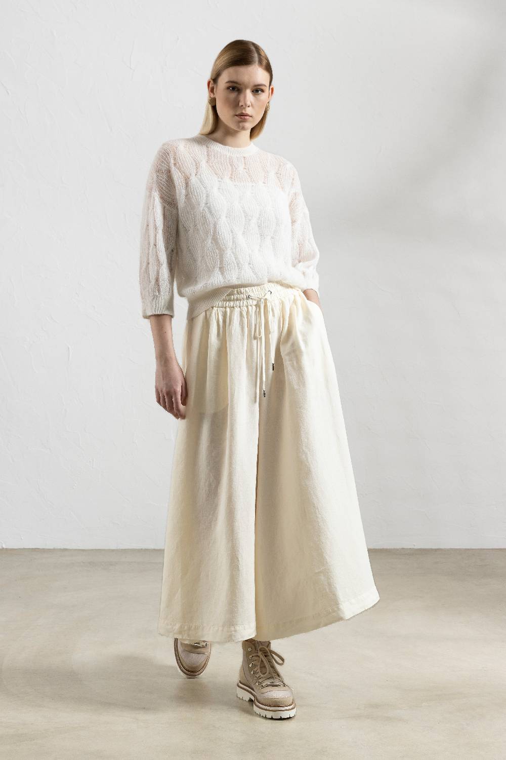 Peserico Maglia A Trecce In Alpaca Suri Misto Lana Vergine