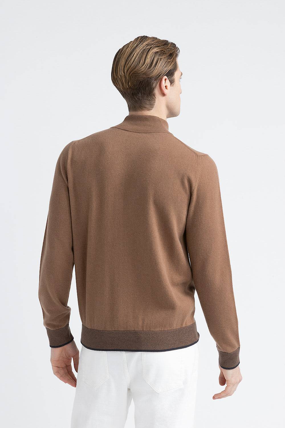 Peserico Maglia Collo Alto Con Zip In Lana, Seta E Cashmere