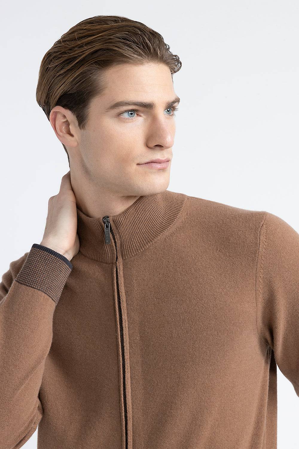 Peserico Maglia Collo Alto Con Zip In Lana, Seta E Cashmere