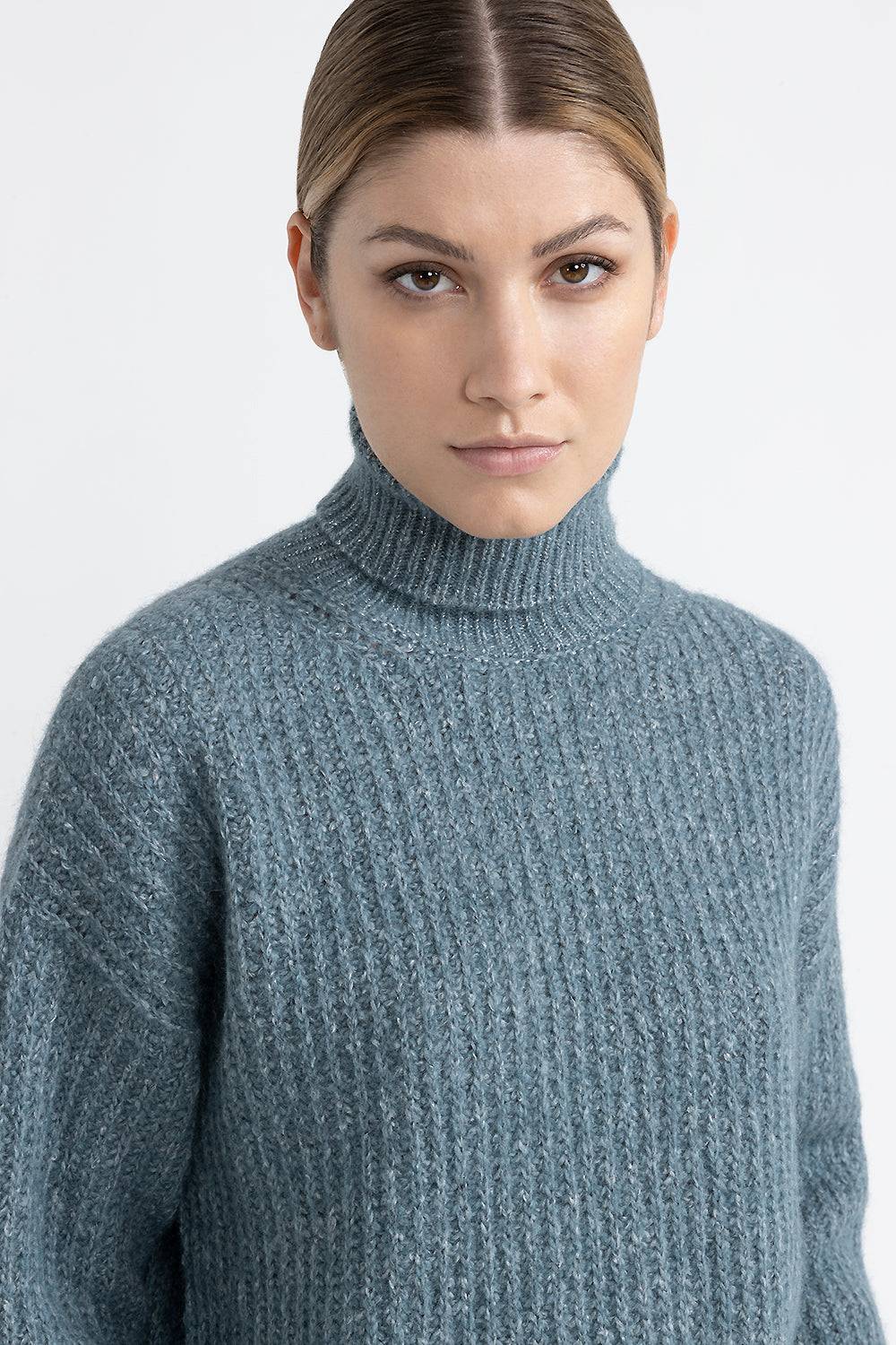 Peserico Maglia Collo Alto In Alpaca, Mohair, Cotone Con Lurex