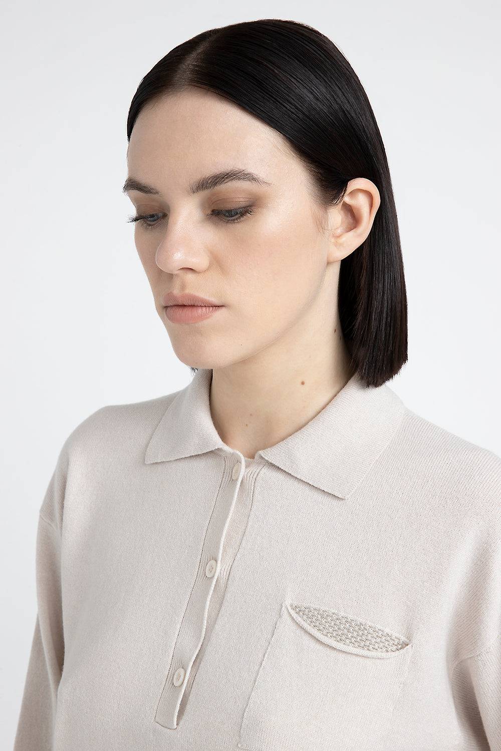 Peserico Maglia Con Scollo A Polo In Lana Seta E Cashmere