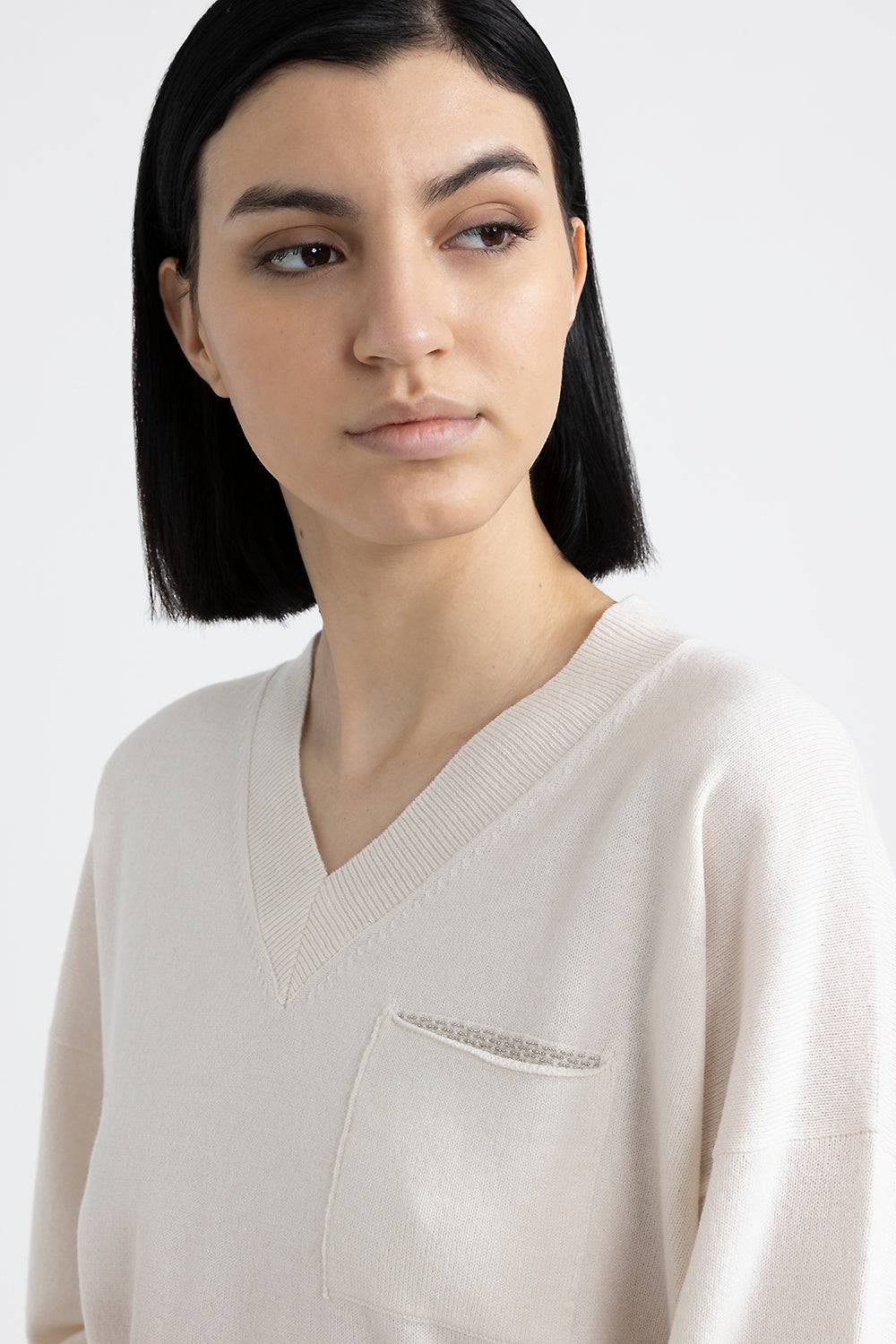 Peserico Maglia Con Scollo A V In Lana, Seta E Cashmere