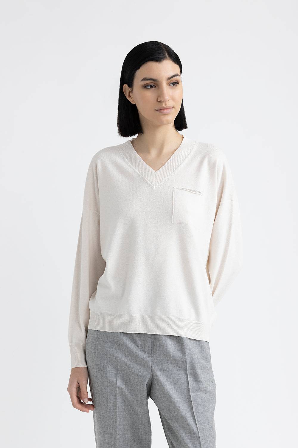 Peserico Maglia con scollo a V in lana, seta e cashmere