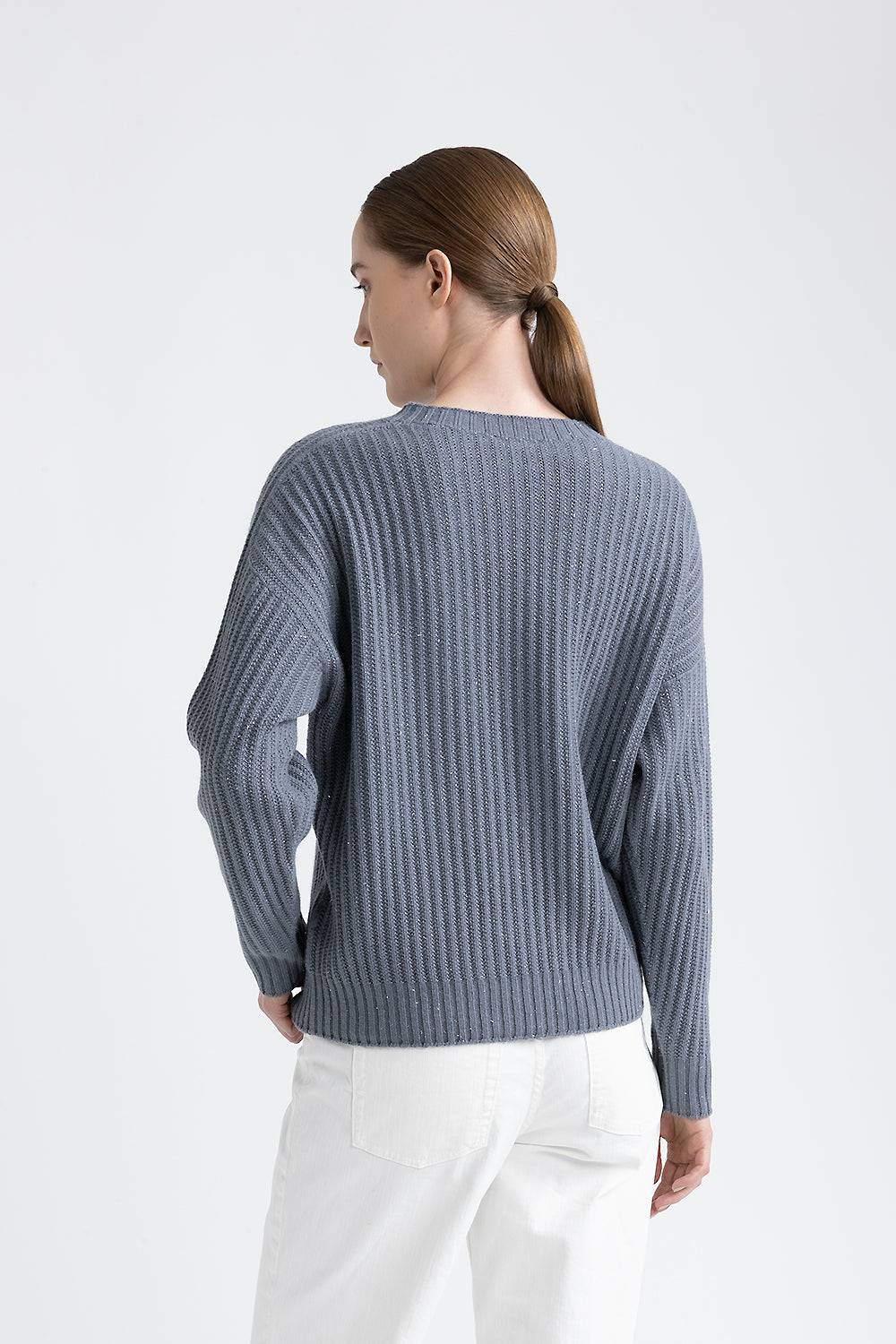 Peserico Maglia Girocollo In Lana, Seta E Cashmere Con Lurex