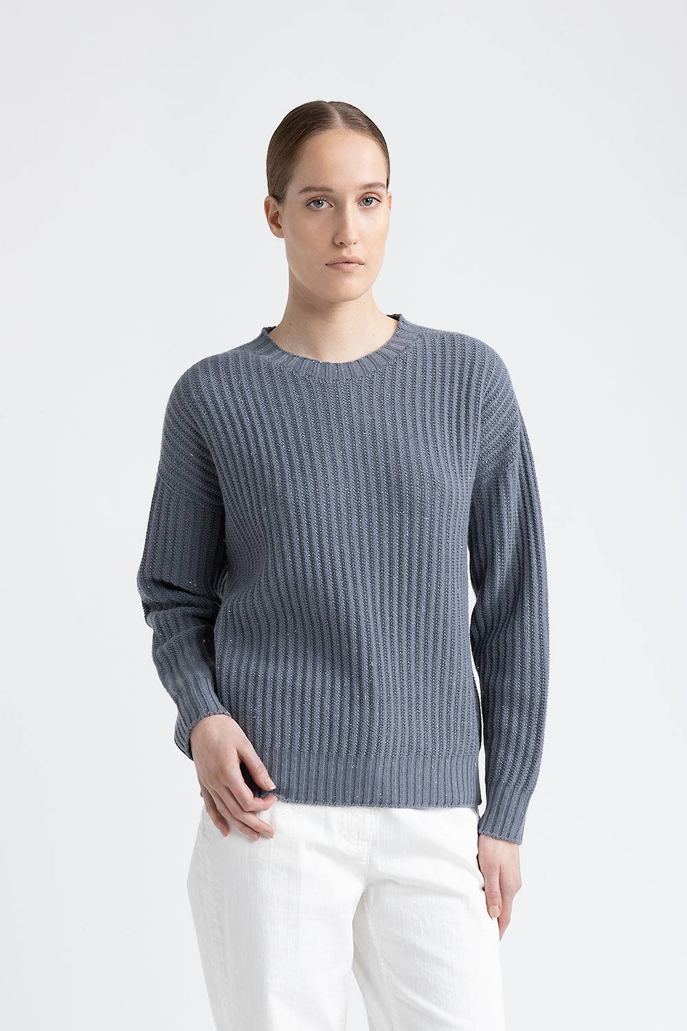 Peserico Maglia girocollo in lana, seta e cashmere con lurex
