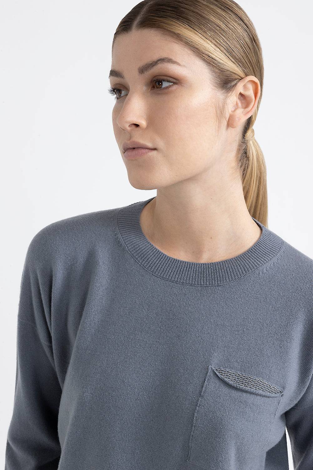 Peserico Maglia Girocollo In Rasato Di Lana, Seta E Cashmere