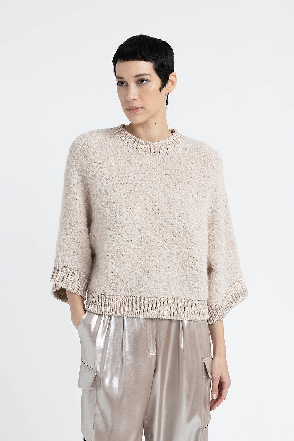 Peserico Maglia In Bouclé Di Lana D'alpaca, Cashmere, Seta E Lurex