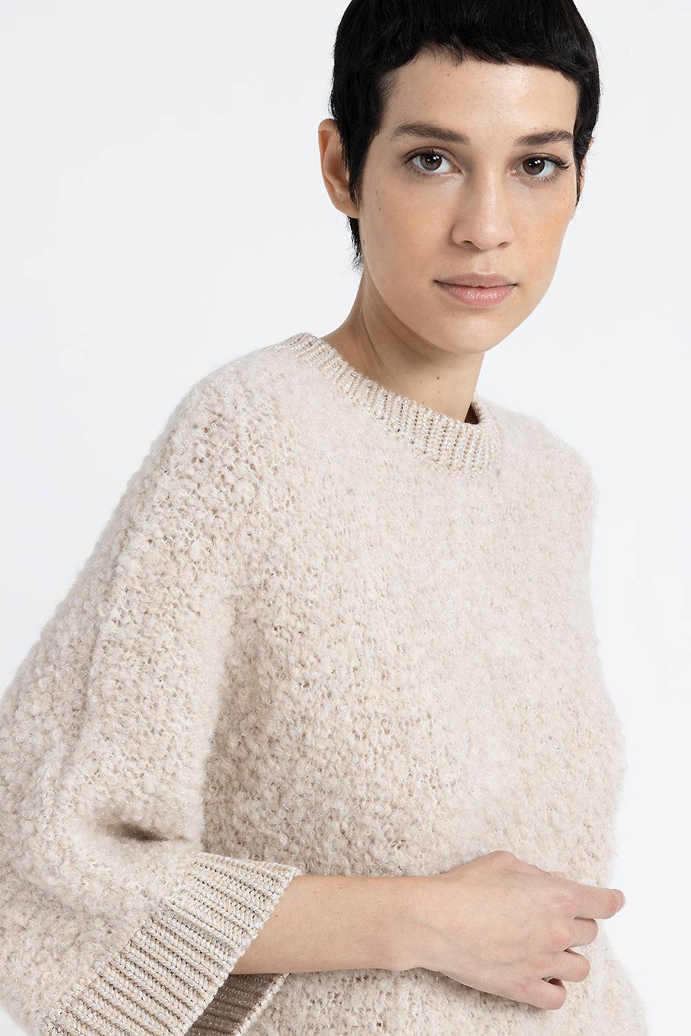 Peserico Maglia in bouclé di lana d'alpaca, cashmere, seta e lurex