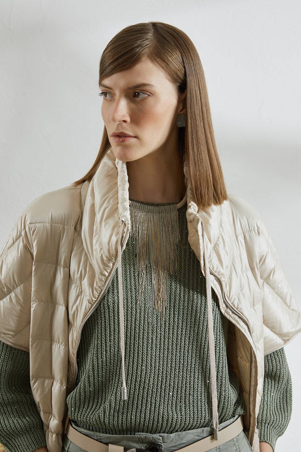 Peserico Maglia In Cordonetto Di Puro Cotone E Micropaillettes