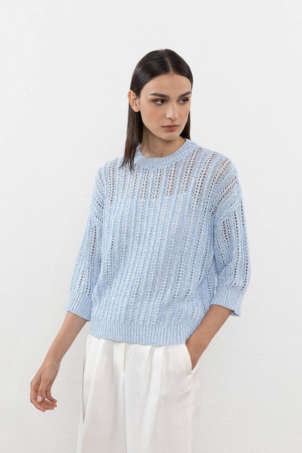 Peserico Maglia In Cordonetto Di Puro Cotone E Micropaillettes