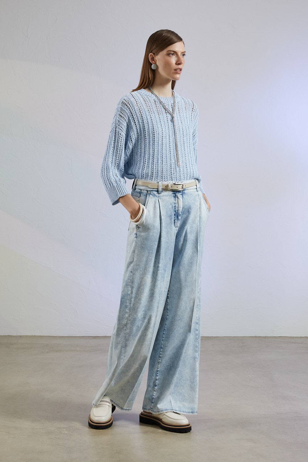 Peserico Maglia In Cordonetto Di Puro Cotone E Micropaillettes