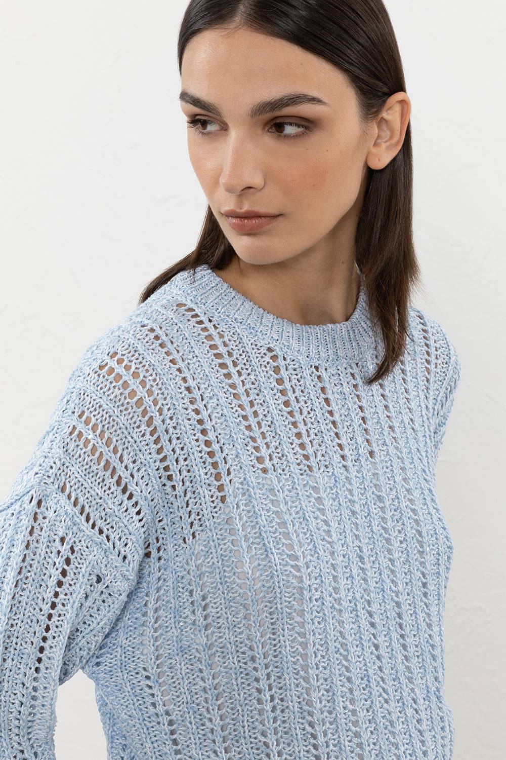 Peserico Maglia in cordonetto di puro cotone e micropaillettes