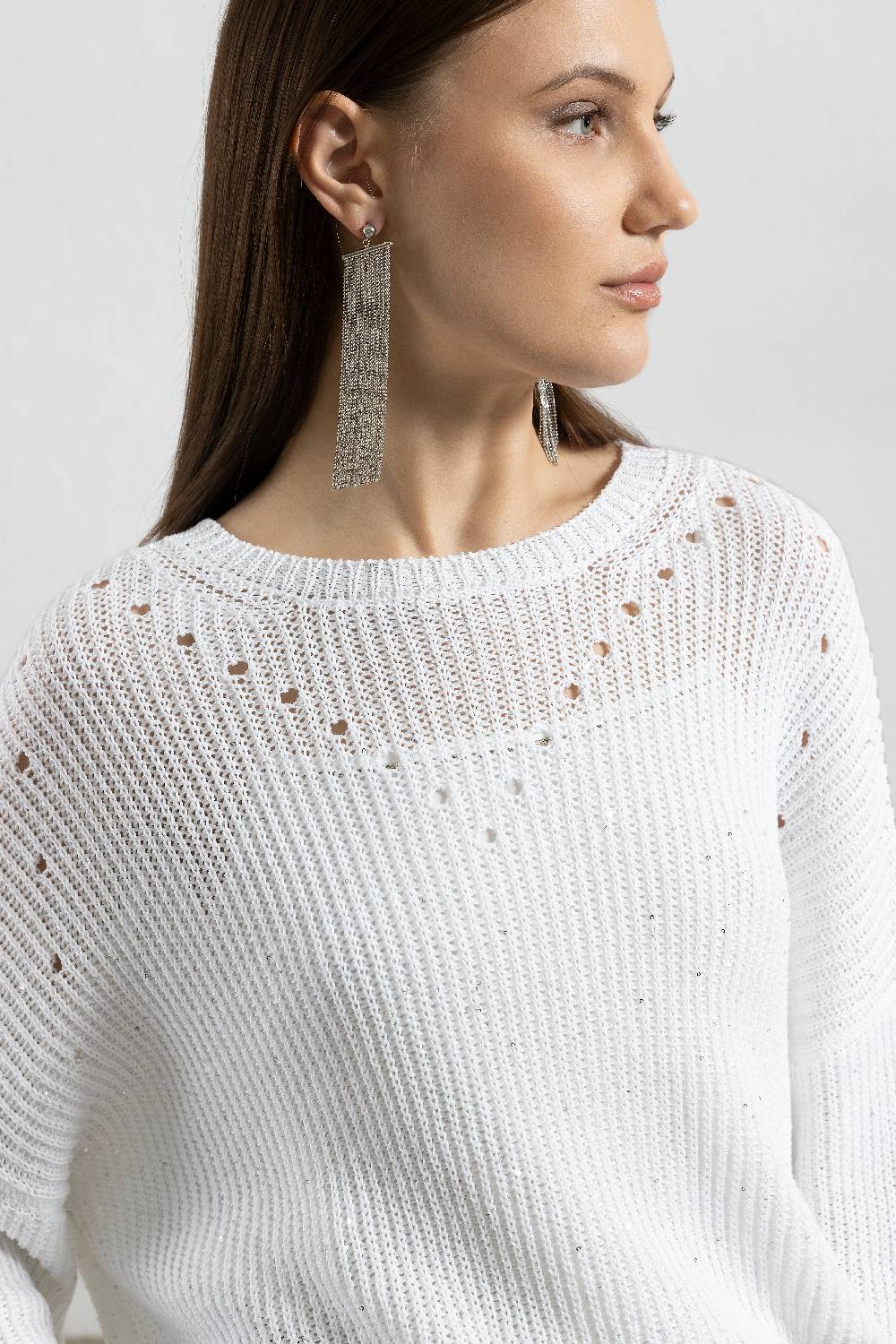 Peserico Maglia In Cordonetto Di Puro Cotone E Micropaillettes