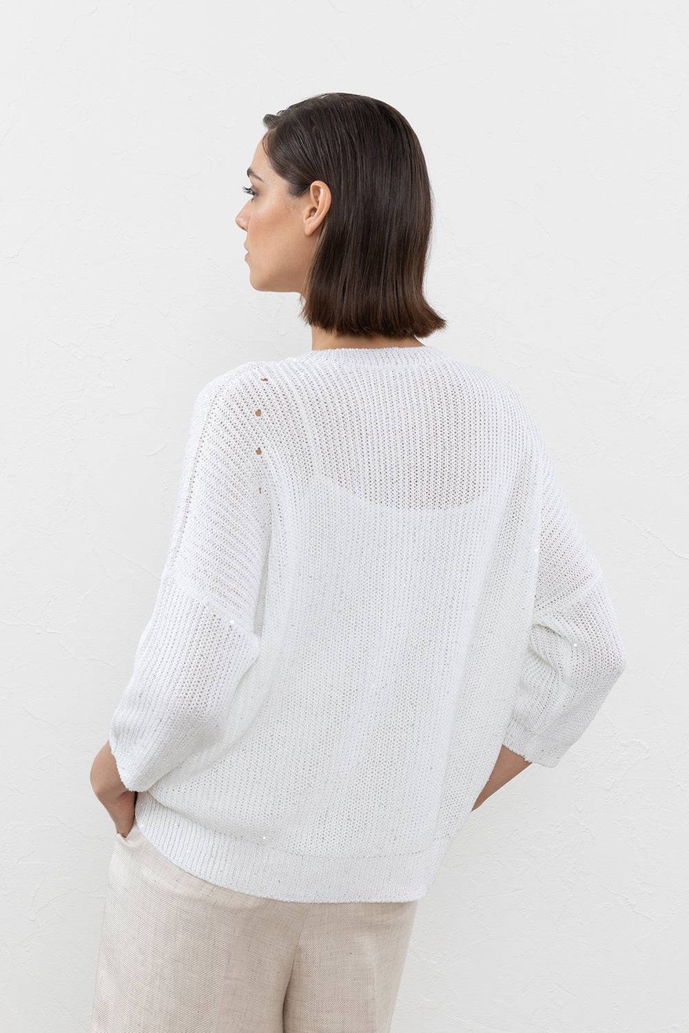 Peserico Maglia In Cordonetto Di Puro Cotone E Micropaillettes