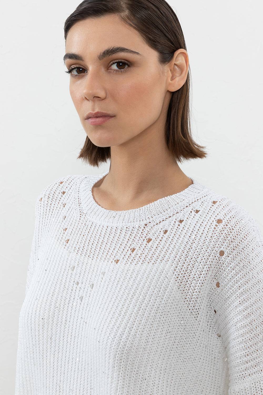 Peserico Maglia In Cordonetto Di Puro Cotone E Micropaillettes