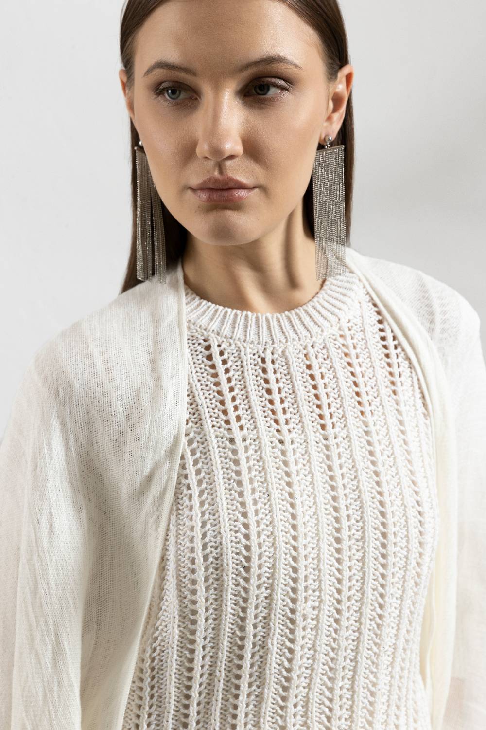 Peserico Maglia In Cordonetto Di Puro Cotone E Micropaillettes