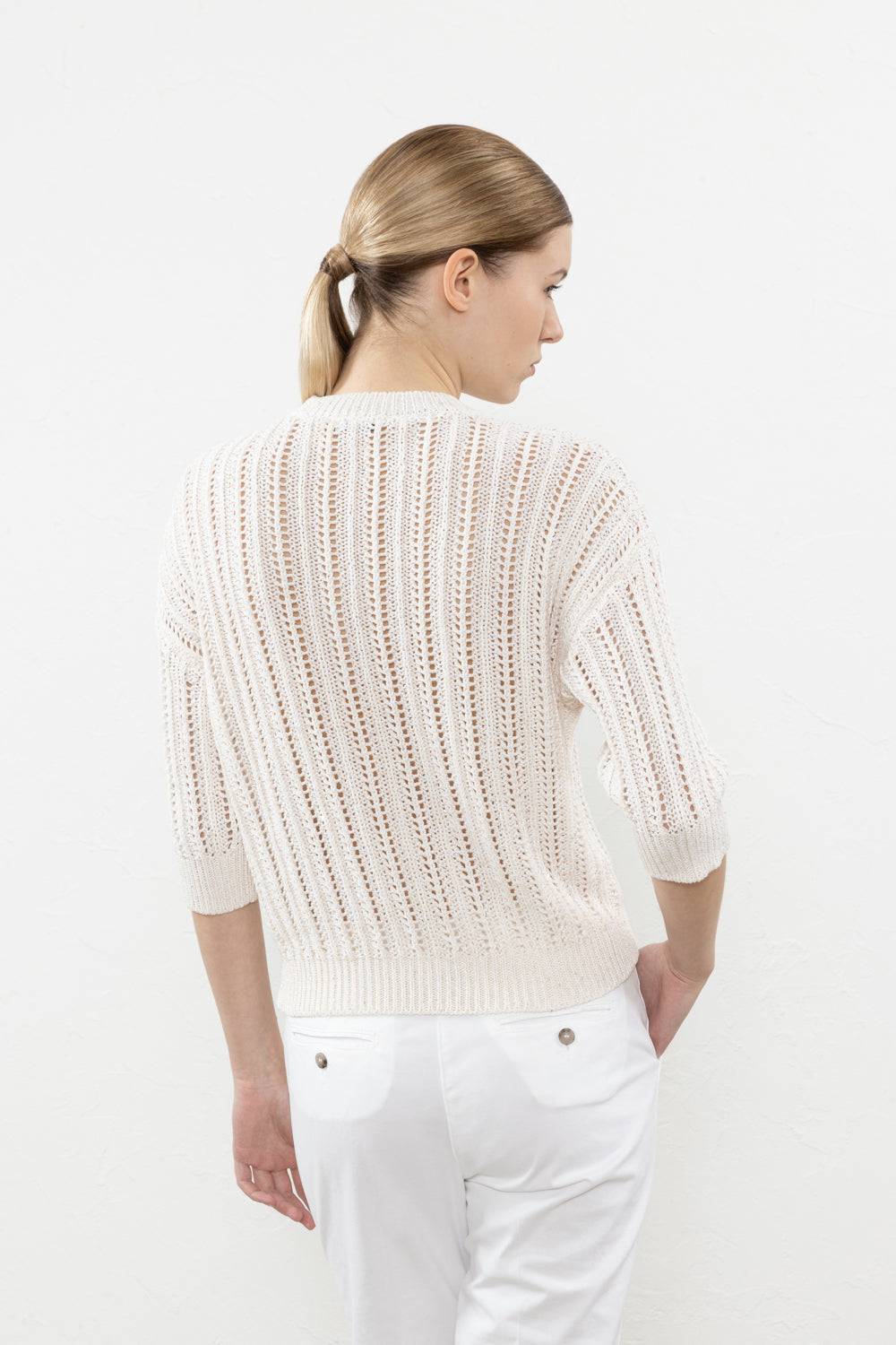 Peserico Maglia In Cordonetto Di Puro Cotone E Micropaillettes