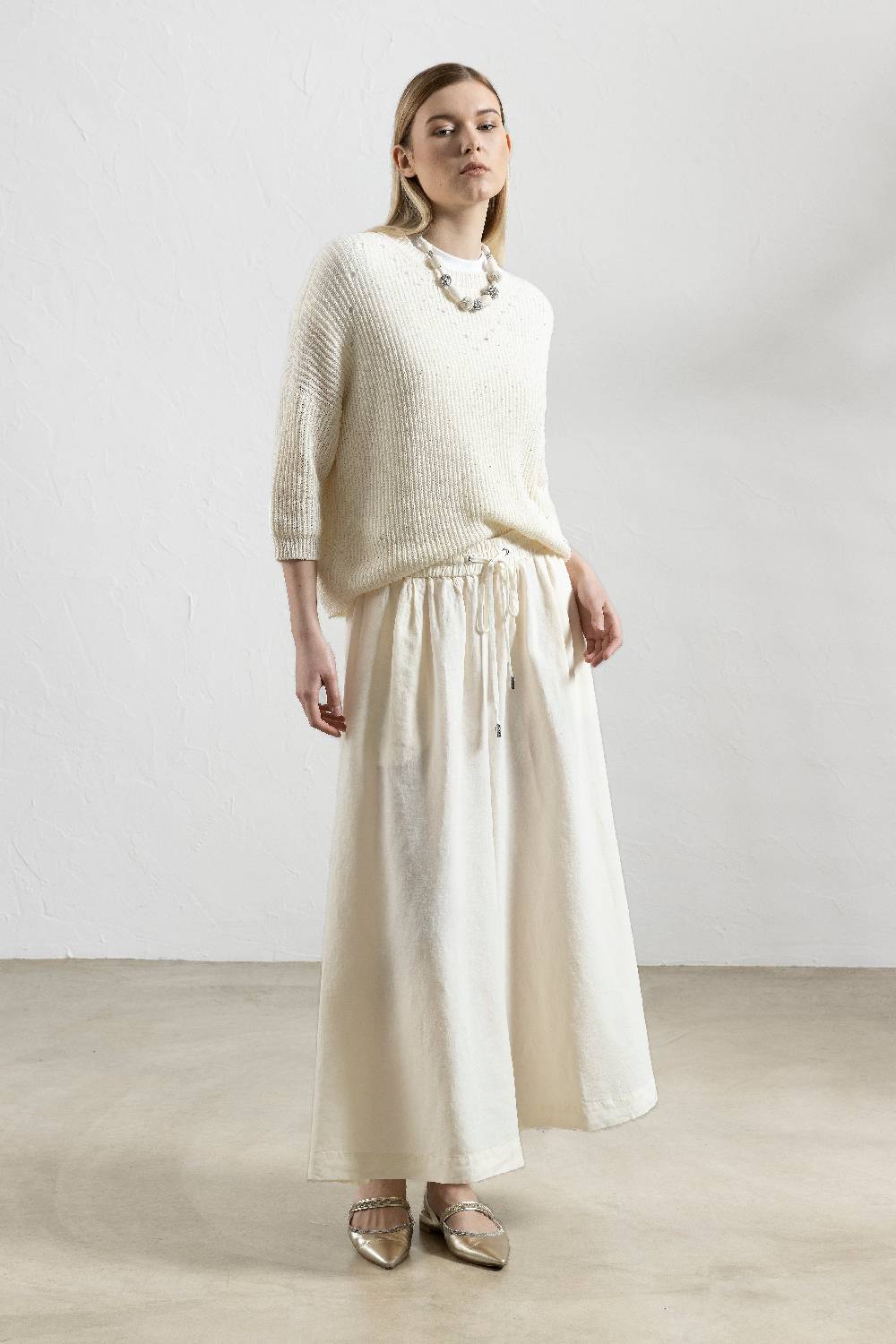 Peserico Maglia In Cordonetto Di Puro Cotone E Micropaillettes