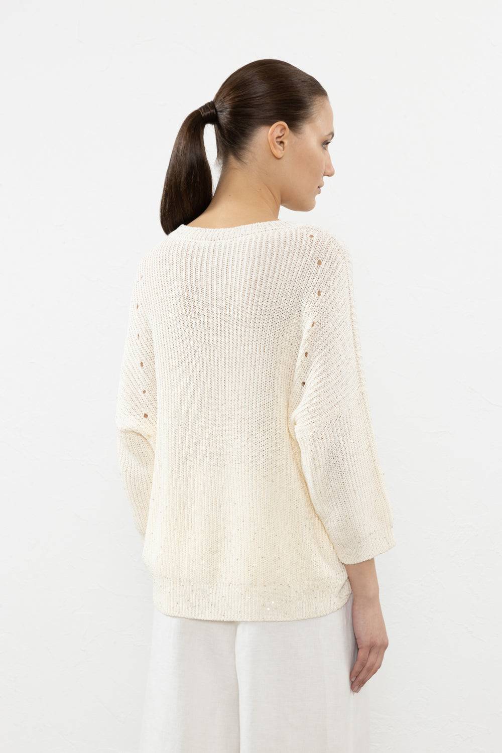 Peserico Maglia In Cordonetto Di Puro Cotone E Micropaillettes