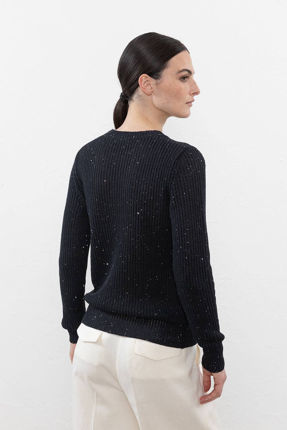 Peserico Maglia In Cordonetto Di Puro Cotone E Micropaillettes