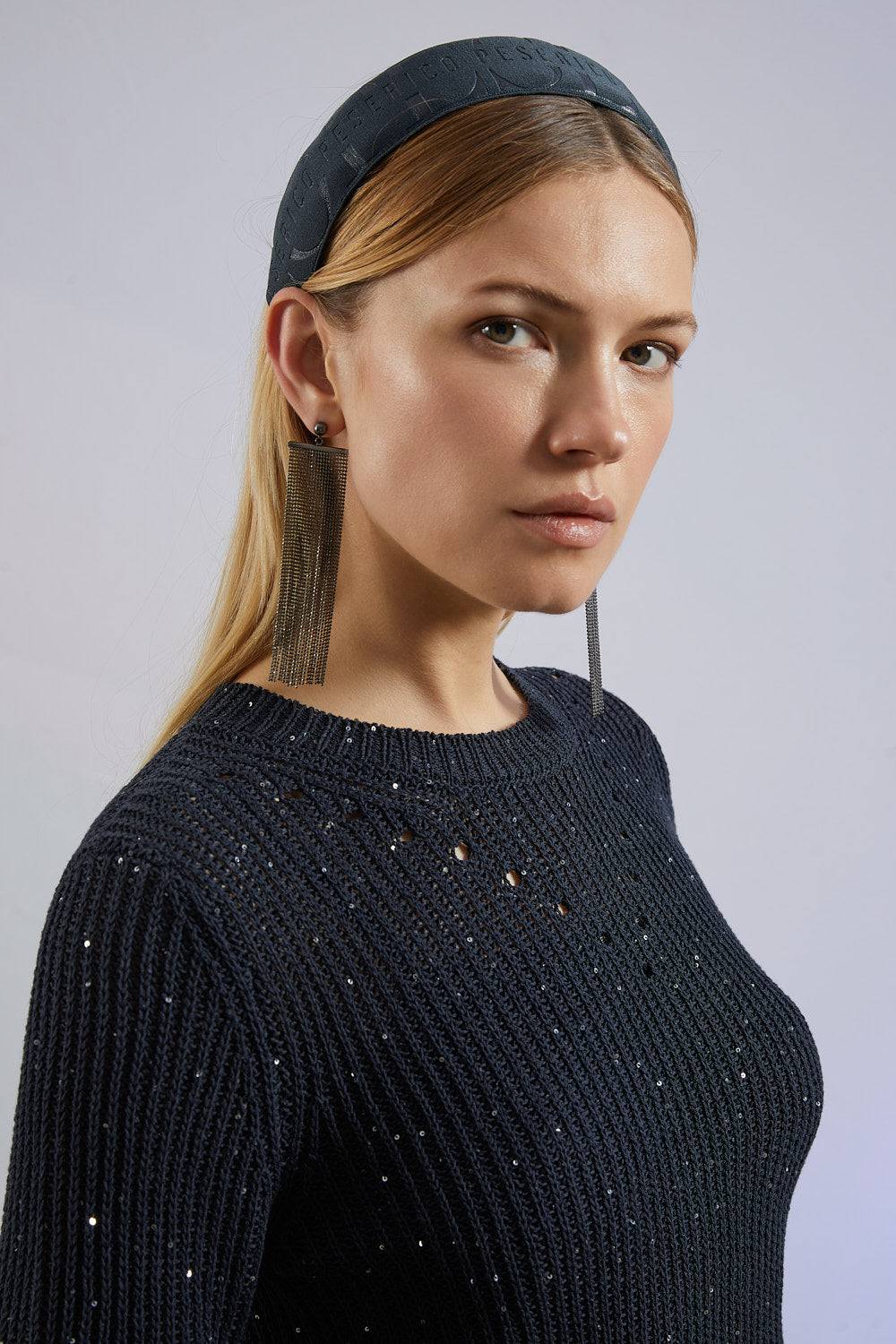 Peserico Maglia In Cordonetto Di Puro Cotone E Micropaillettes