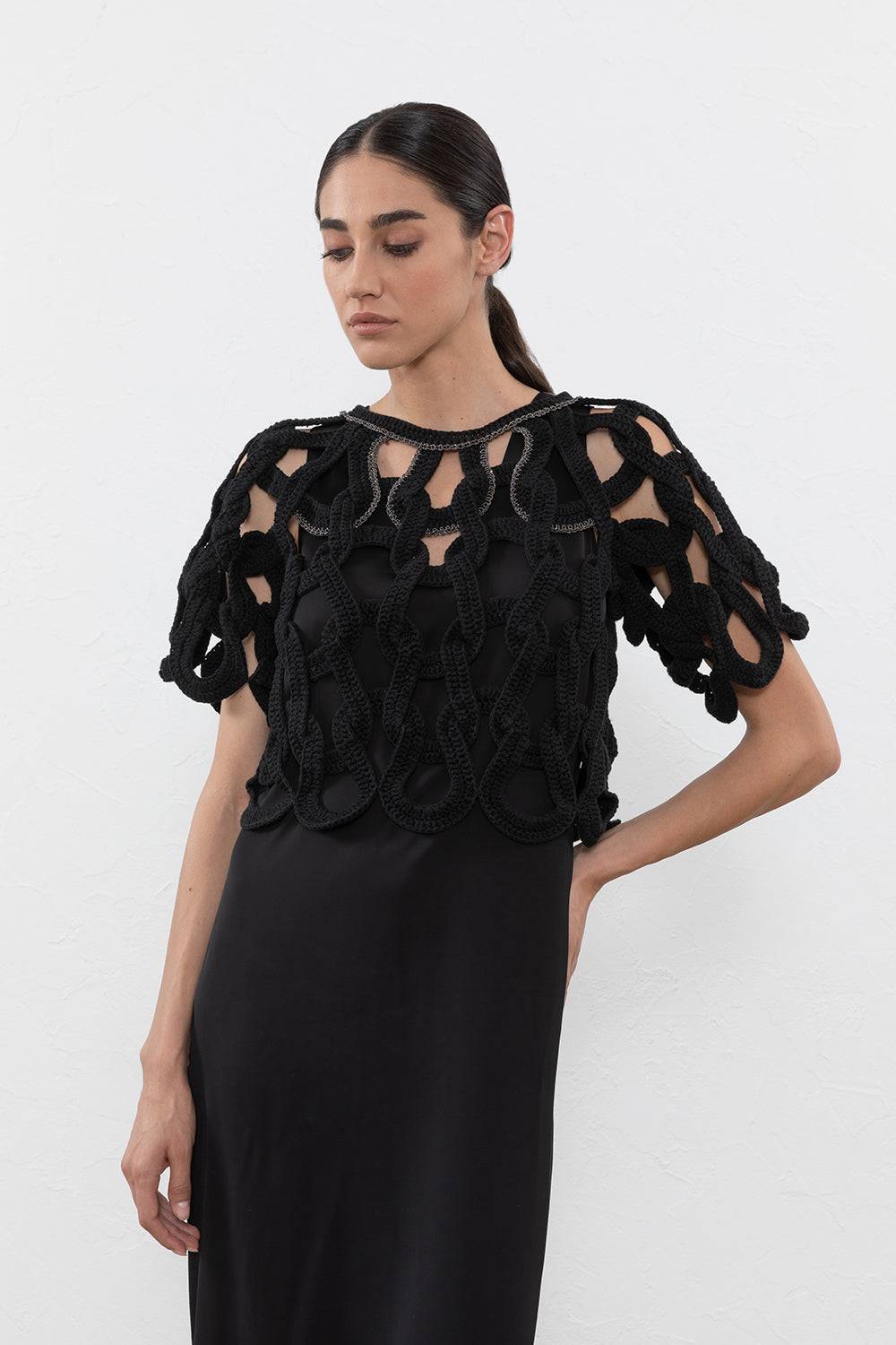 Peserico Maglia in cotone con lavorazione esclusiva a crochet