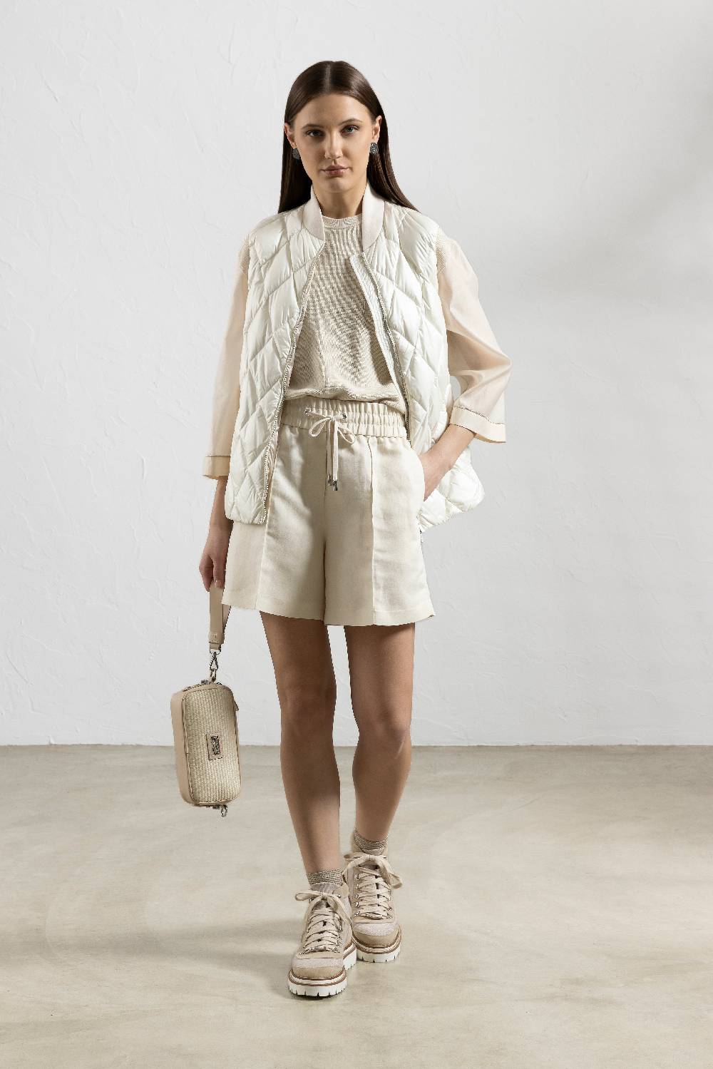 Peserico Maglia In Cotone E Maniche In Organza Con Punto Luce