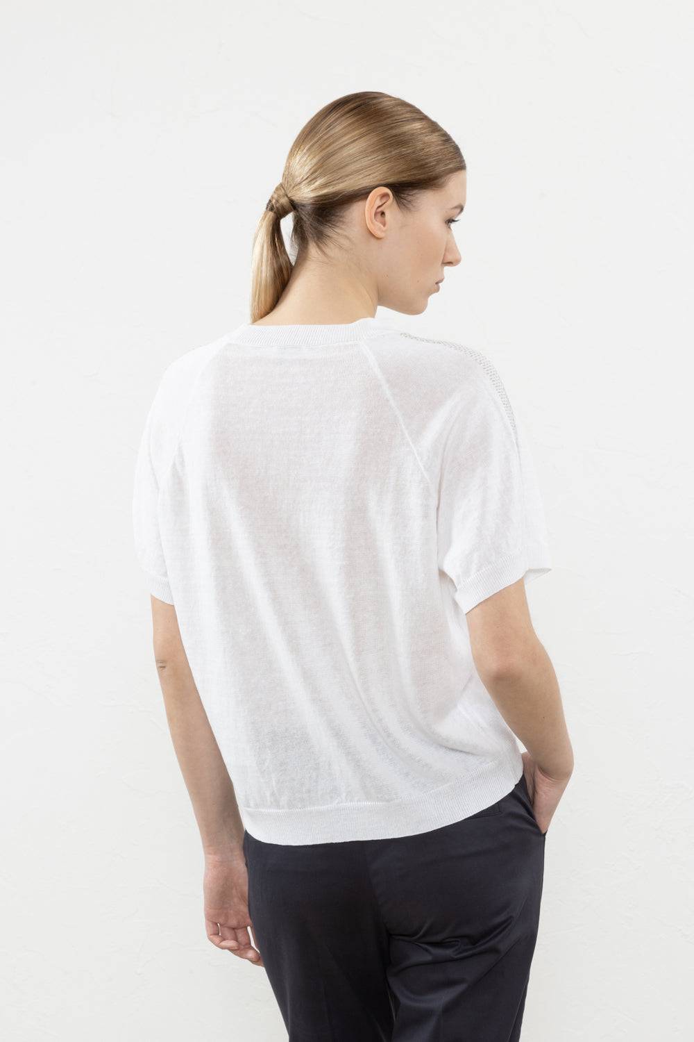 Peserico Maglia In Filato Di Lino E Cotone Crepe Con Punto Luce