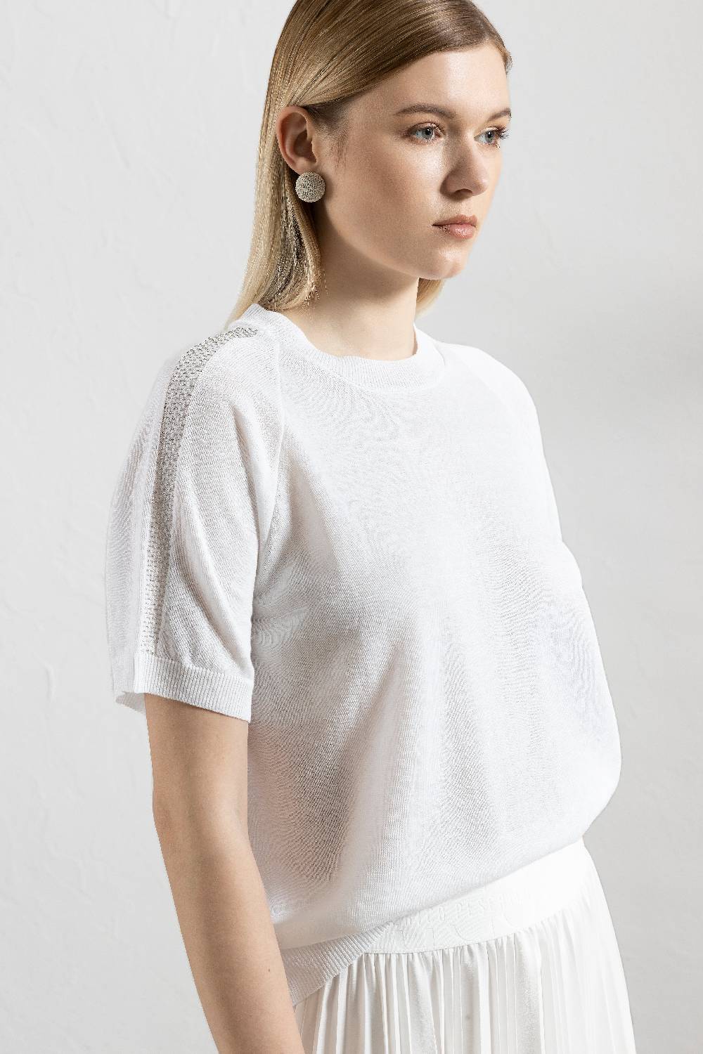 Peserico Maglia In Filato Di Lino E Cotone Crepe Con Punto Luce