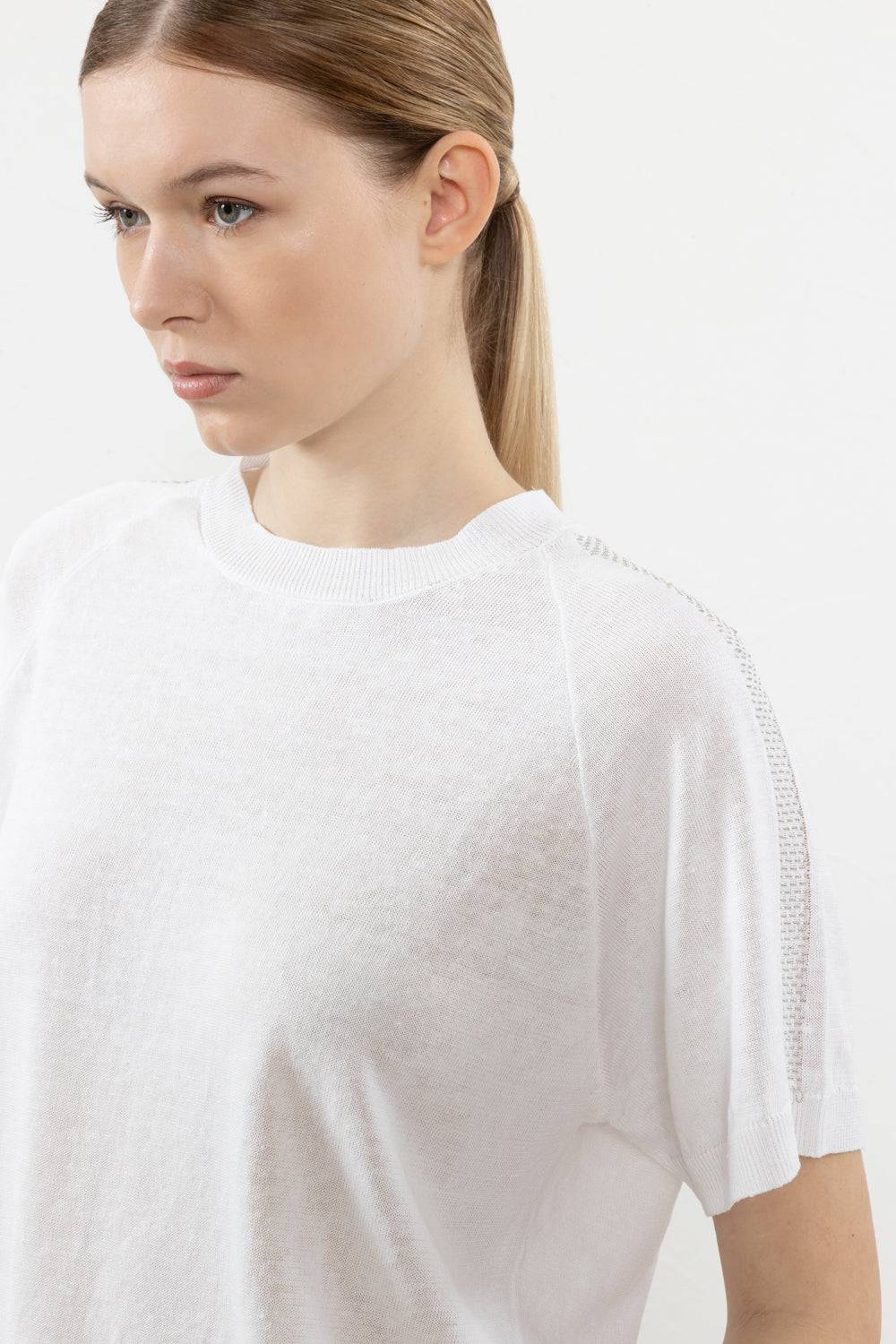 Peserico Maglia In Filato Di Lino E Cotone Crepe Con Punto Luce