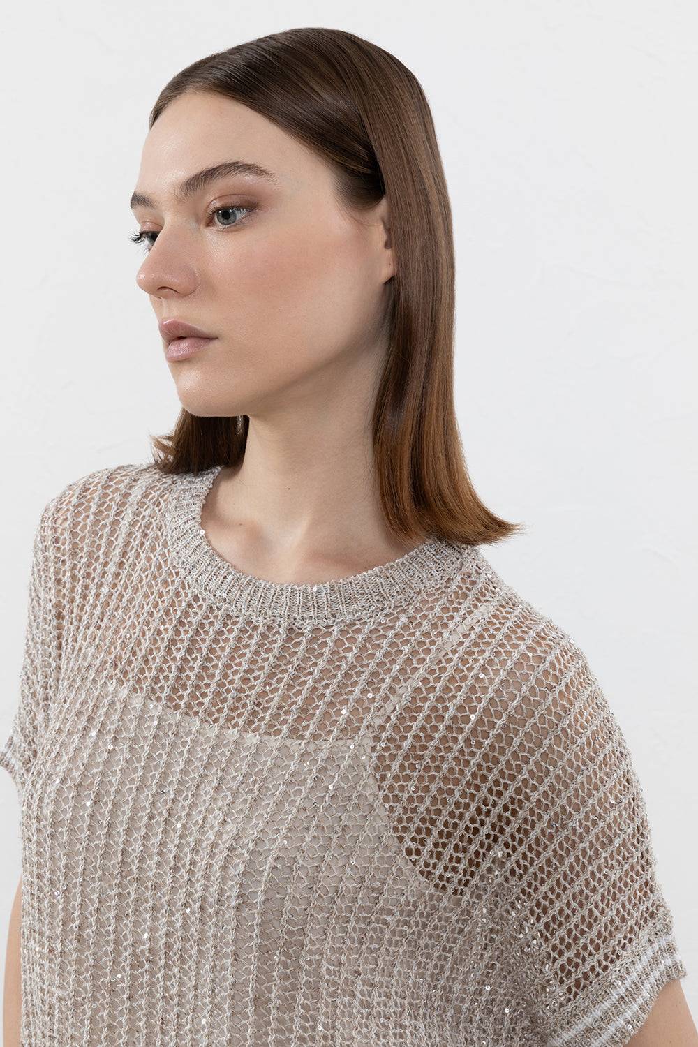 Peserico Maglia In Filato Di Lino, Viscosa E Paillettes