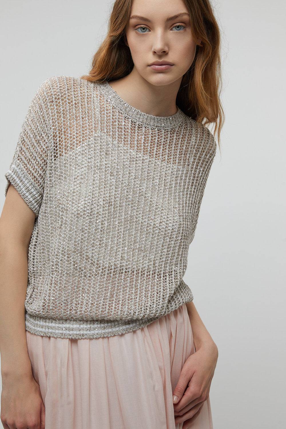 Peserico Maglia In Filato Di Lino, Viscosa E Paillettes