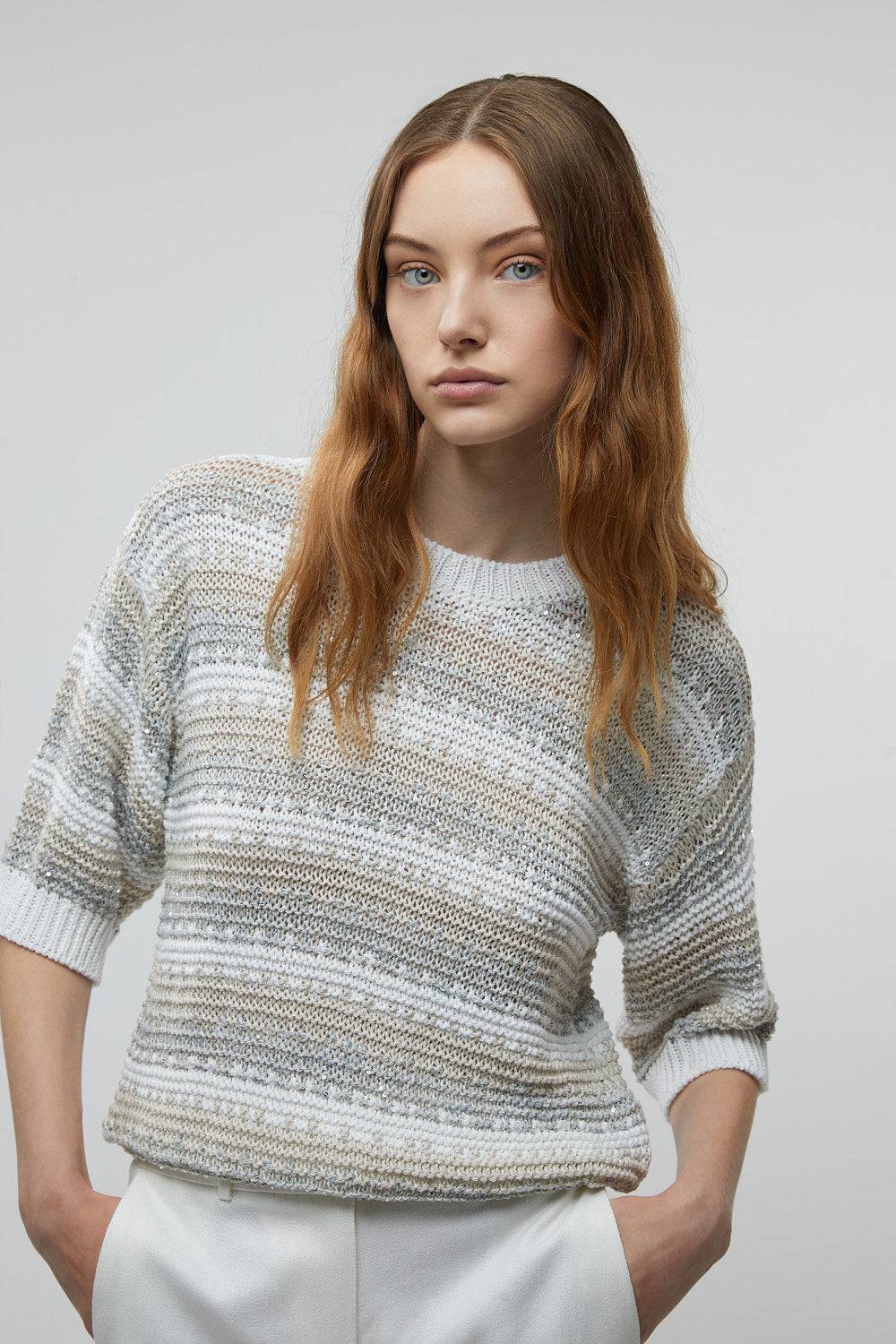 Peserico Maglia In Filato Di Viscosa, Lino, Tencel E Paillettes