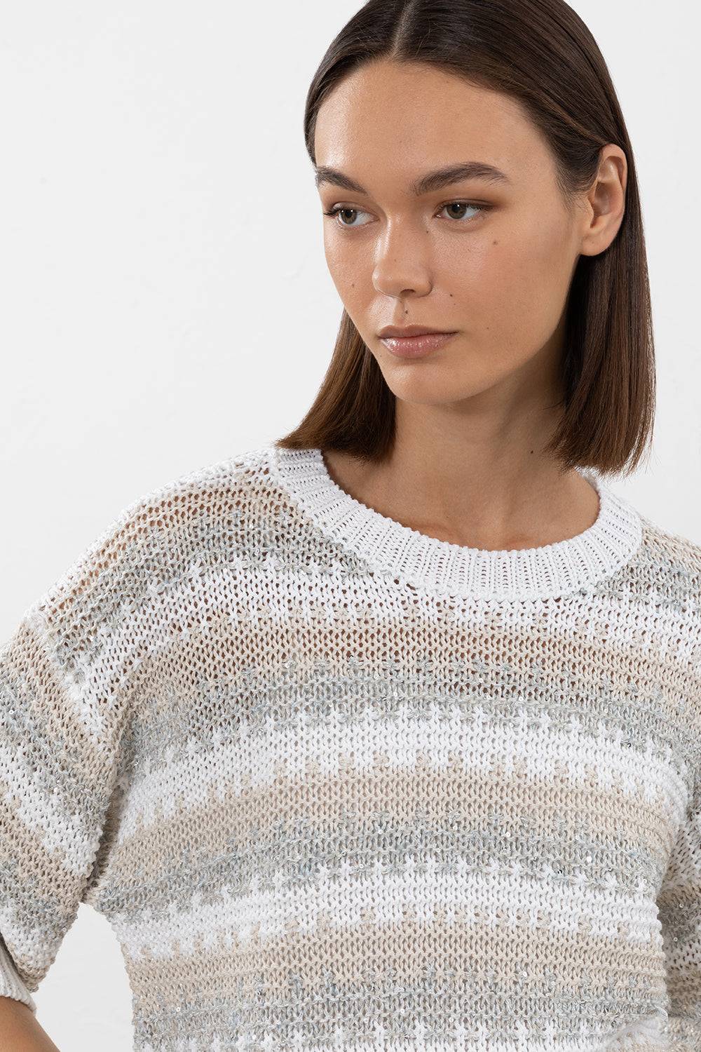 Peserico Maglia in filato di viscosa, lino, tencel e paillettes