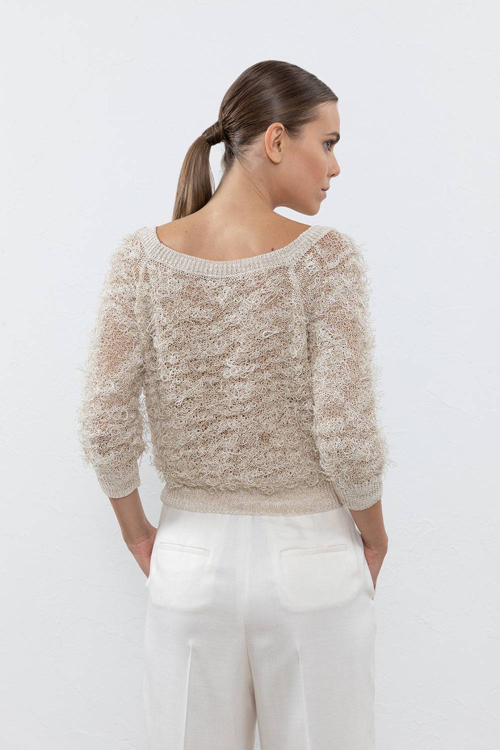 Peserico Maglia In Filato Fiammato Con Punto Pelliccia