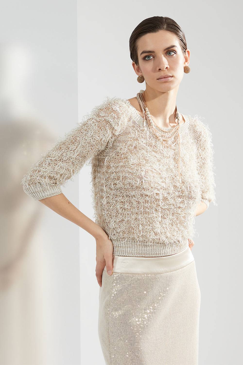 Peserico Maglia In Filato Fiammato Con Punto Pelliccia