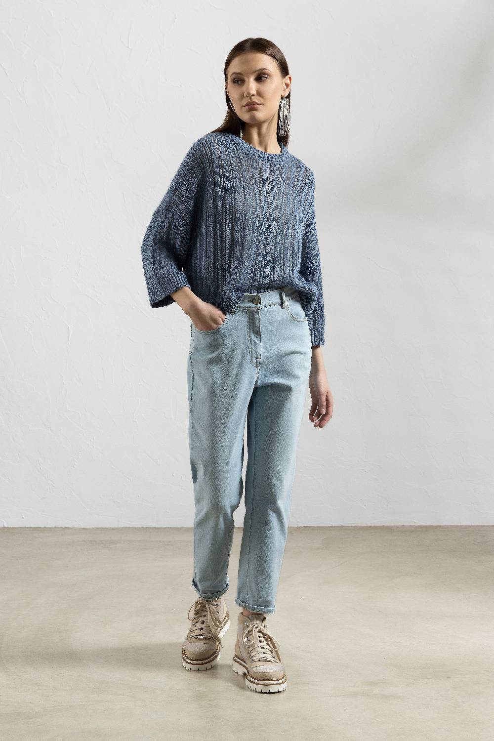 Peserico Maglia In Puro Cotone Mercerizzato E Micro Paillettes