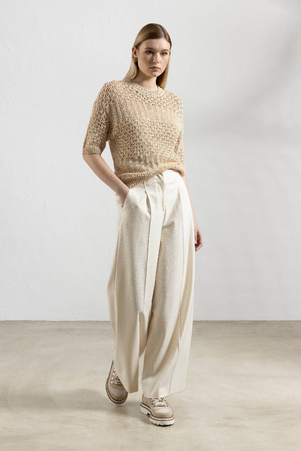 Peserico Maglia In Puro Cotone Mercerizzato E Micro Paillettes