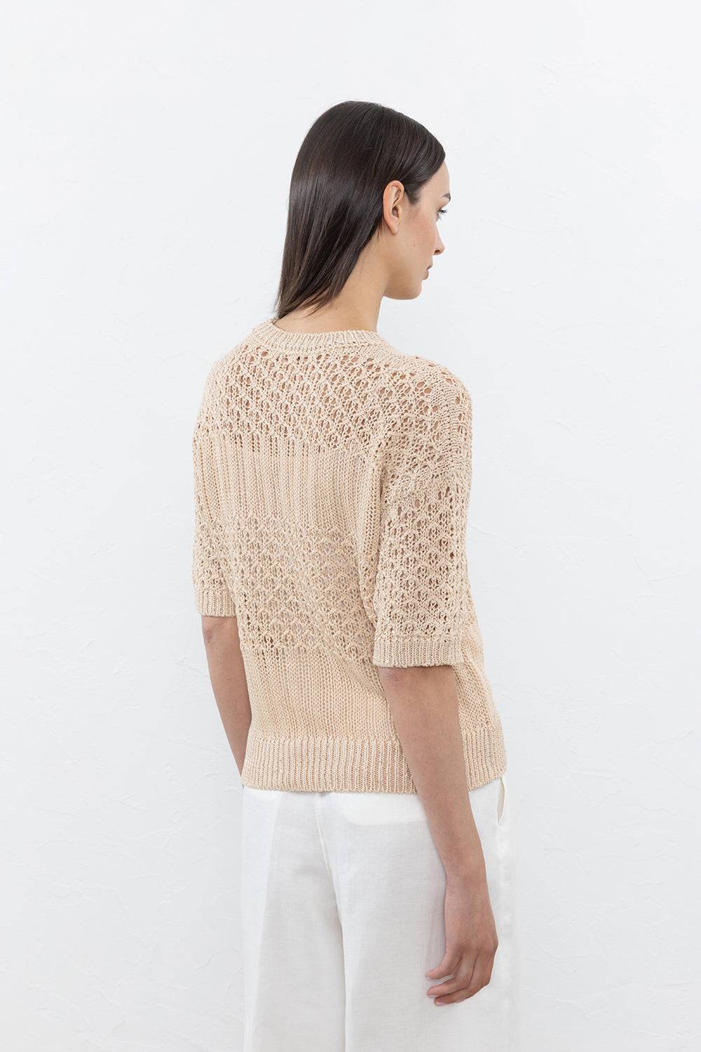 Peserico Maglia In Puro Cotone Mercerizzato E Micro Paillettes