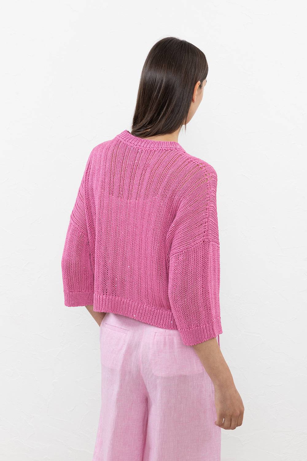 Peserico Maglia In Puro Cotone Mercerizzato E Micro Paillettes