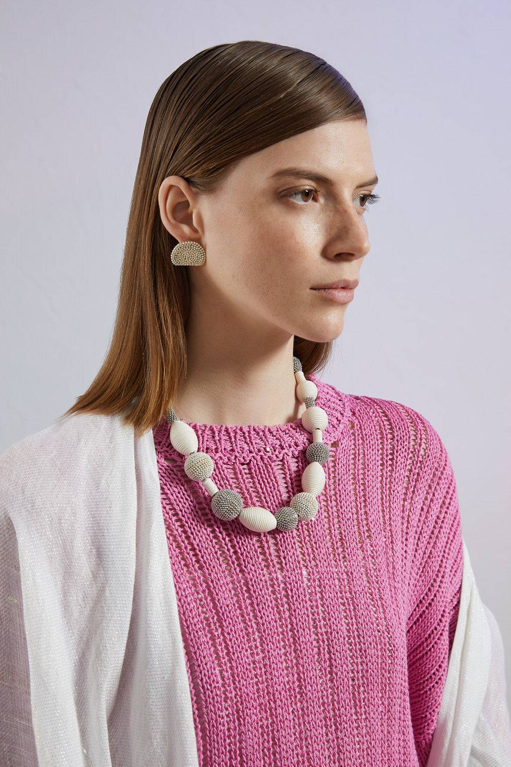 Peserico Maglia In Puro Cotone Mercerizzato E Micro Paillettes