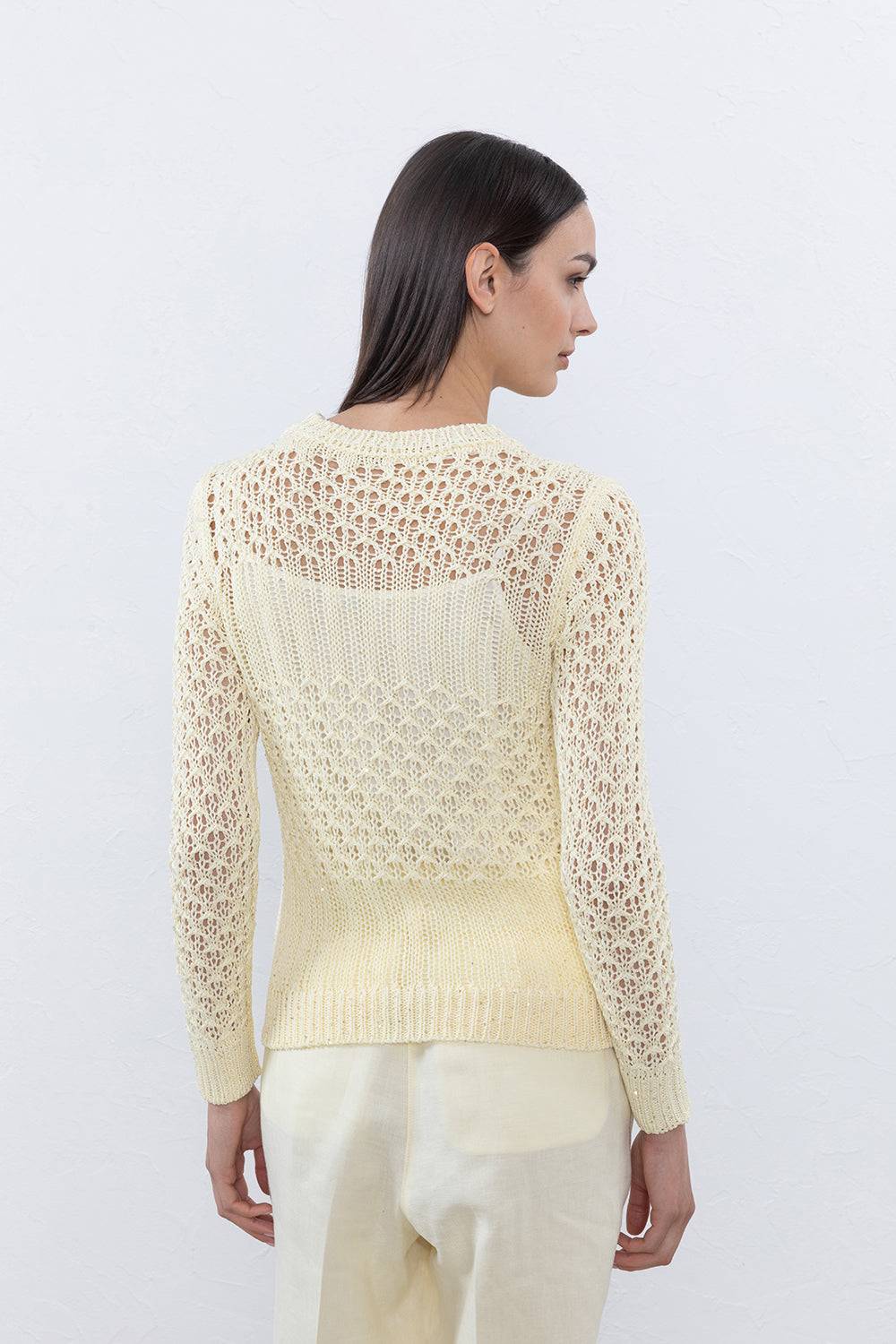 Peserico Maglia In Puro Cotone Mercerizzato E Micro Paillettes