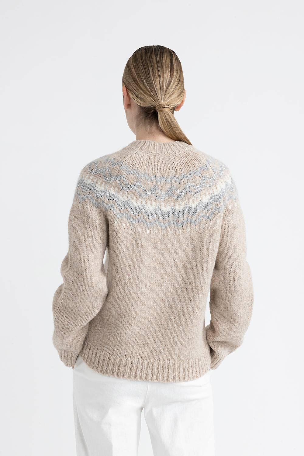 Peserico Maglia Jacquard In Lana E Alpaca Con Micropaillettes