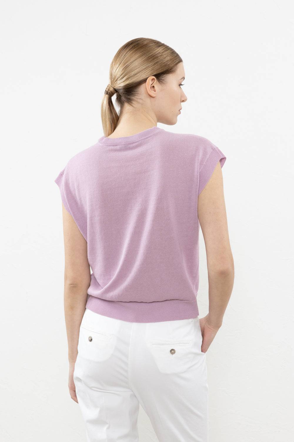 Peserico Maglia Kimoncino In Filato Di Lino Cotone Crepe