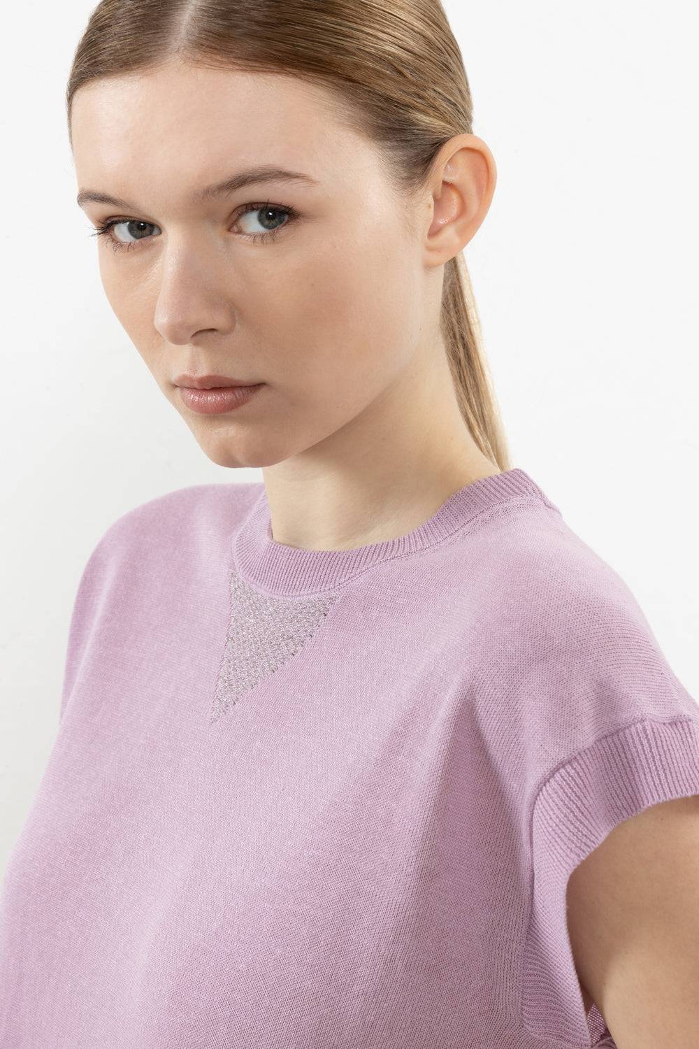 Peserico Maglia Kimoncino In Filato Di Lino Cotone Crepe