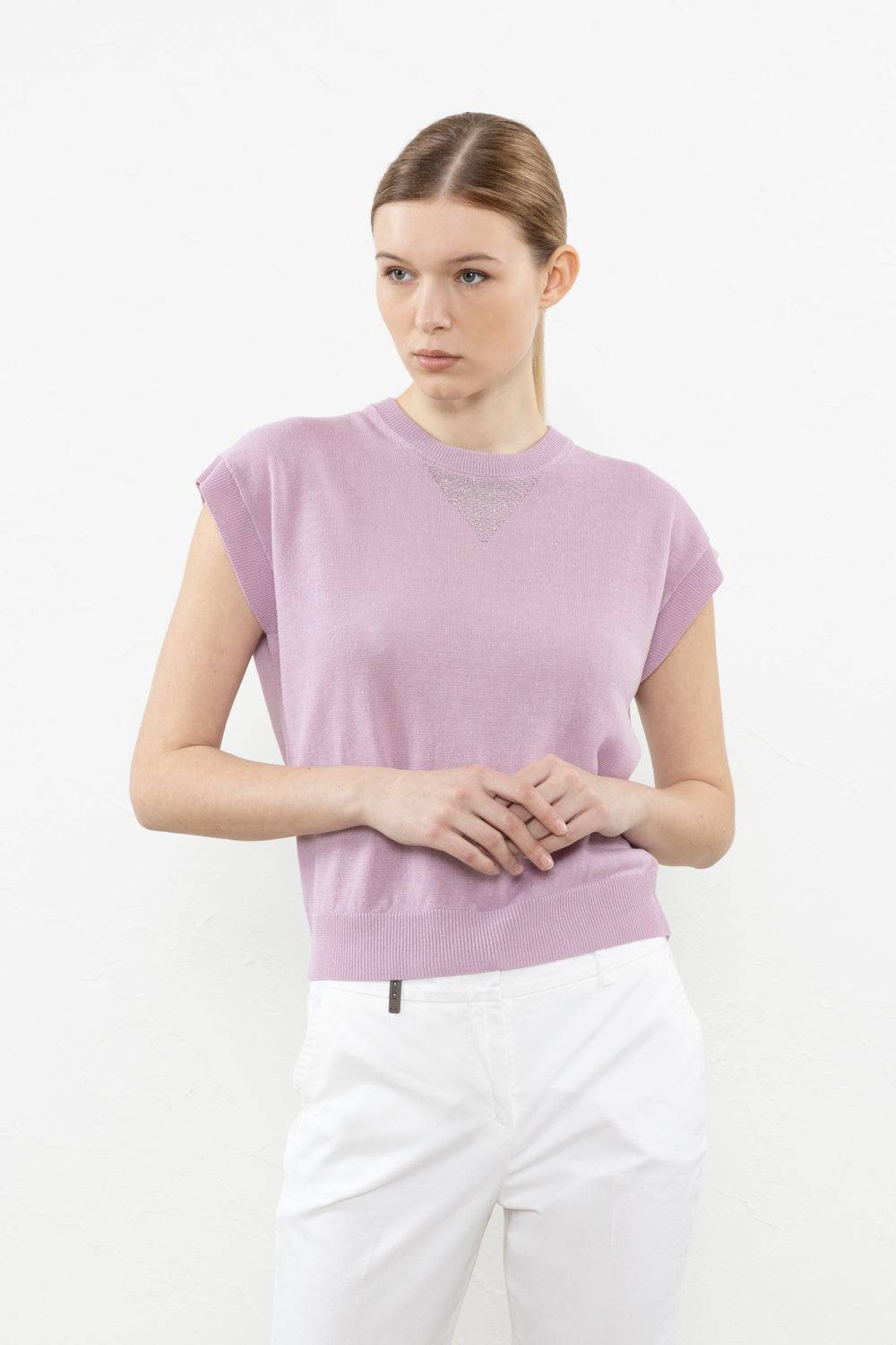 Peserico Maglia kimoncino in filato di lino cotone crepe